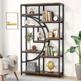 Industrial Bookshelf Tall 5 Tier Industrial Bookshelf - Freestanding Display Shelf Storage Organizer with 9-Open Storage Shelf for Living Room, Bedroom, Standing Shelf