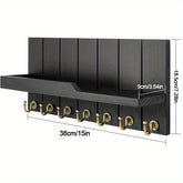 1pc Wall Mounted Wooden Key Rack with 7 Key Hooks Wall Mounted Storage Rack, Entry Key Rack Shelf, Mail Decorations Sundries Multi-Purpose Storage Organizer, Home Design Shelf for Family Room Wall Decoration