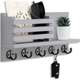 Wooden Wall Key Holder Decorative Wooden Wall Key Holder with 5 Metal Key Hooks - Paulownia Wood, Mounting Hardware and Installation Guide