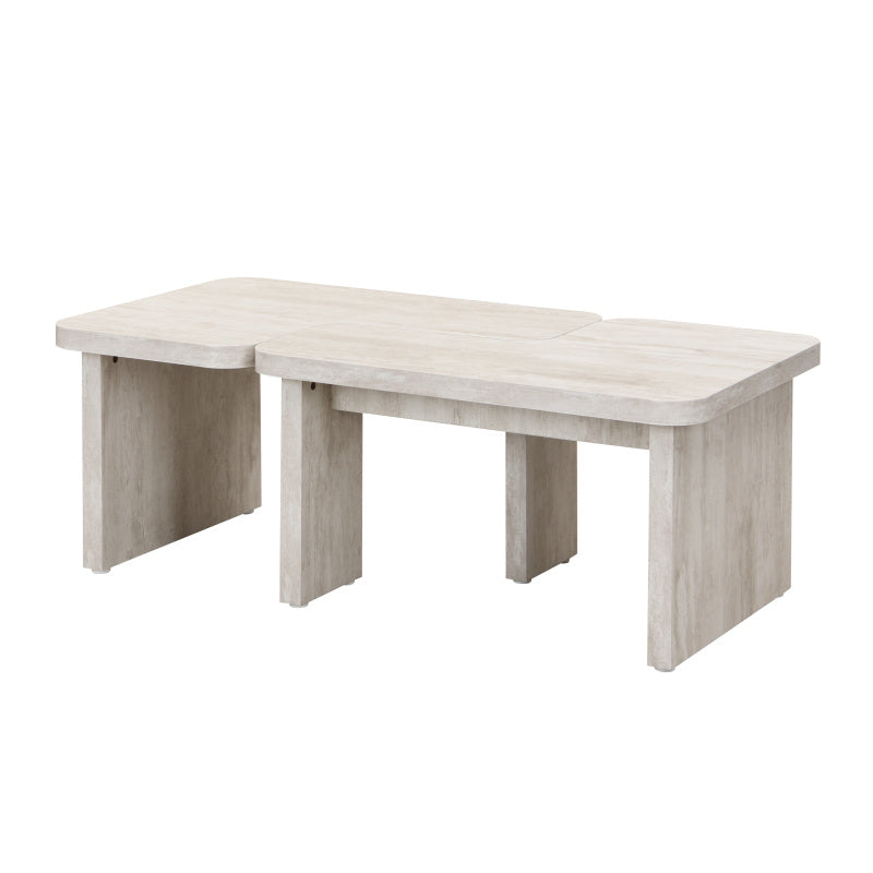 47.24*23.62 inch and 35.43*31.49 inch Rectangle Wood Detachable Coffee Table Single L Shape Farmhouse Coffee Table for Dining Room Garden white