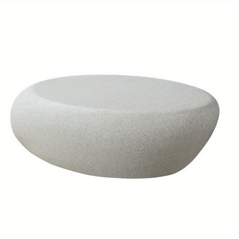 43.31''Fiberglass Elliptical Coffee Table for Living Room Vintage Table, Matte Rocks Table front of the Sofa, Irregular Center Table, No Need Assembly