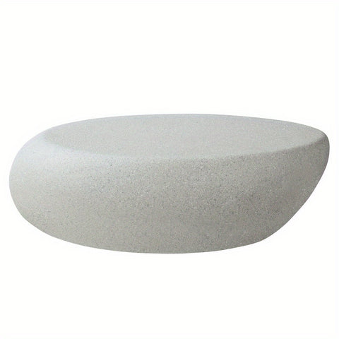 43.31''Fiberglass Elliptical Coffee Table for Living Room Vintage Table, Matte Rocks Table front of the Sofa, Irregular Center Table, No Need Assembly