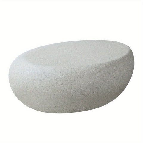 43.31''Fiberglass Elliptical Coffee Table for Living Room Vintage Table, Matte Rocks Table front of the Sofa, Irregular Center Table, No Need Assembly