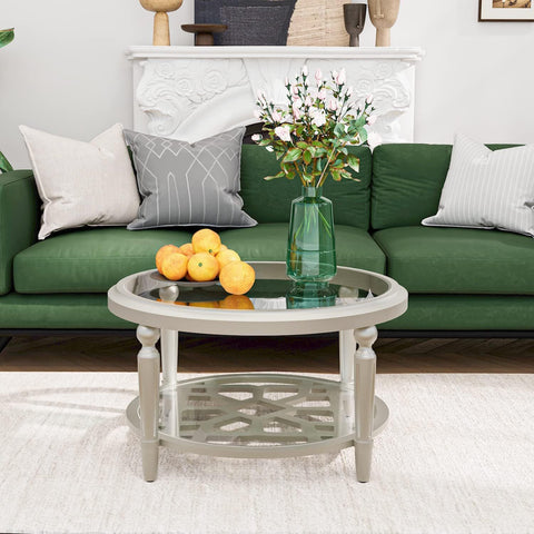 Modern Coffee Table With Tempered Glass Top, 32\