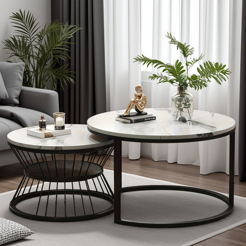 Nesting Coffee Table Black Set of 2, 27.5\