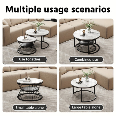 Nesting Coffee Table Black Set of 2, 27.5\