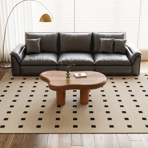 Modern Walnut Coffee Table with Cloud-Inspired Irregular Design - Lightweight Engineered Wood, 4-Legged Compact Center Table for Living Room & Bedroom, Easy Assembly