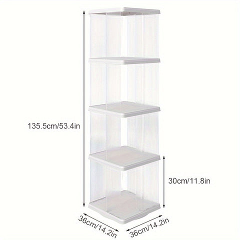 SYNCVIBE Rotating Bookshelf, Small Corner Bookshelf For Small Space, 360 Display 4 Tier Floor Standing Bookcase, Plastic Narrow Book Shelf Organizer For Bedroom, Living Room, White