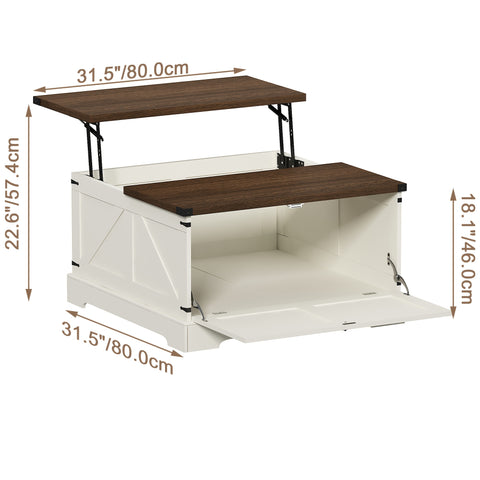 Versatile Farmhouse Lift Top Coffee Table - Square Wooden Centerpiece with Spacious Storage, Easy-Lift Hydraulic Mechanism, Perfect for Living Room & Bedroom Decor, Country Cocktail, Hidden Storage Compartment, Multi-Function Convertible