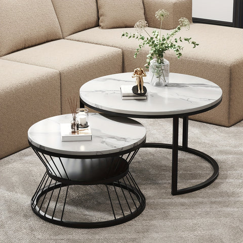 Nesting Coffee Table Black Set of 2, 27.5\