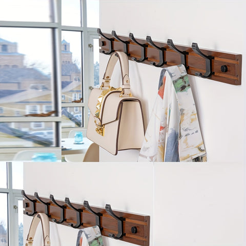 2Pack Wall Mounted Coat Rack With All 12 Decorative Hooks, 24 InchCoat Rack Wall Mount Wall-mounted Coat Rack For Hanging Coats, Keys, Umbrellas And Hats
