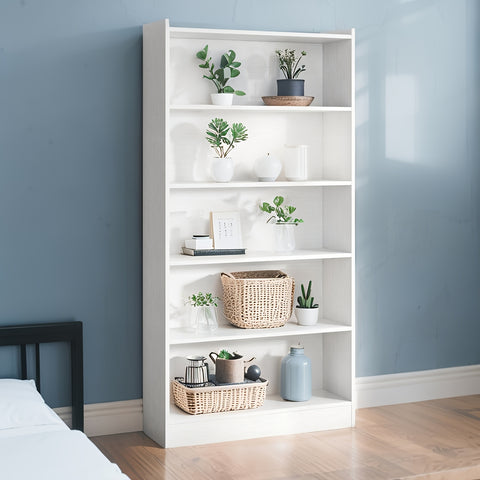 5-Tier White Modern Wooden Storage Display Shelf – Assembled 5-Layer Organizer for Books, Decor, and Artwork, 11.81\