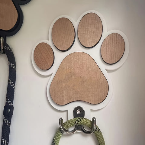 1pc Chic Wooden Paw Print Wall Hook - Polished Finish, Handcrafted Towel & Clothes Hanger for Bedroom and Bathroom Decor