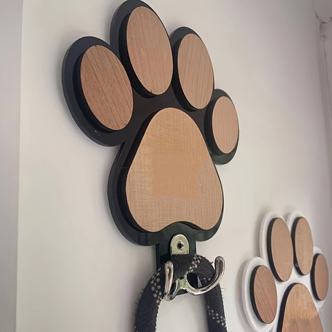 1pc Chic Wooden Paw Print Wall Hook - Polished Finish, Handcrafted Towel & Clothes Hanger for Bedroom and Bathroom Decor