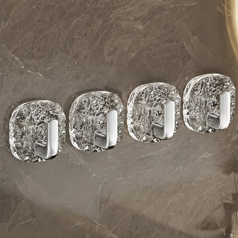 4pcs Ice Flower Hooks 4pcs Set, Wall Mounted Ice Flower Hook | Bathroom Towel Rack, Kitchen Utensil Storage Hook, Cumulative Of