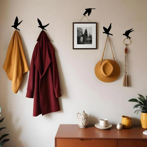 Wall Coat Hooks Birds Set of 3 or 6 Birds Entryway Bird Hook Unique Coat Hanger Metal Wall Art Birds Lover Animal Hooks Cute Hook Gifts