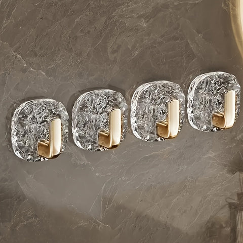 4pcs Ice Flower Hooks 4pcs Set, Wall Mounted Ice Flower Hook | Bathroom Towel Rack, Kitchen Utensil Storage Hook, Cumulative Of