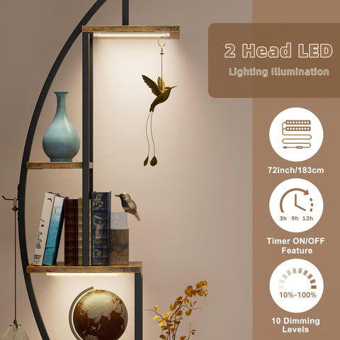 2pcs Bookshelf With Light, 6-tier Display Stands, 63\