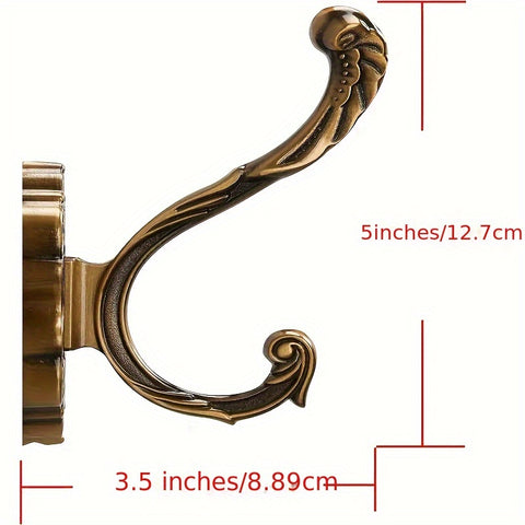 1\u002F2pcs Antique Brass Vintage Coat Hooks - Heavy Duty Wall Hooks for Hanging Purse, Hat, Keys, Clothes, Curtain, Unique Bathroom