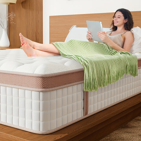 Queen Twin Full King Mattress, 14 Inch And 12 Inch- Hybrid Mattress In A Box, Individual Pocket Spring Bed For Motion Isolation