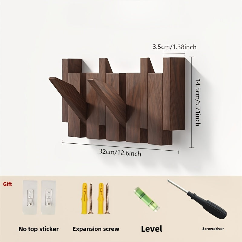 Creative Piano Key Wall Hook - Foldable Hanging Storage Rack For Clothes And Hats, Solid Wood Hanger For Bedroom, Entrance, Mud Room, Wall Decor Aesthetic Room Decoration