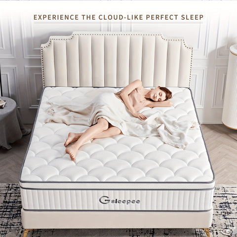 Gsleepee Hybrid Memory Foam Mattress - Twin\u002FFull\u002FQueen\u002FKing Size, Soft & Comfortable with Medium Firm Support, Motion Isolation, Allergy-Friendly, Quiet Sleep, Easy Transport in a Box, Available in 8\u002F10\u002F12\u002F14 Inch Thicknesses