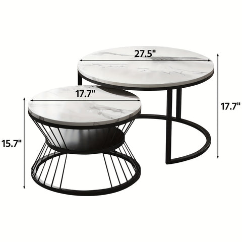 Nesting Coffee Table Black Set of 2, 27.5\