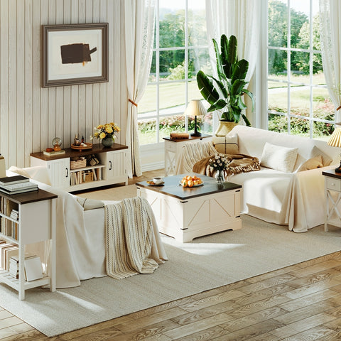 Versatile Farmhouse Lift Top Coffee Table - Square Wooden Centerpiece with Spacious Storage, Easy-Lift Hydraulic Mechanism, Perfect for Living Room & Bedroom Decor, Country Cocktail, Hidden Storage Compartment, Multi-Function Convertible