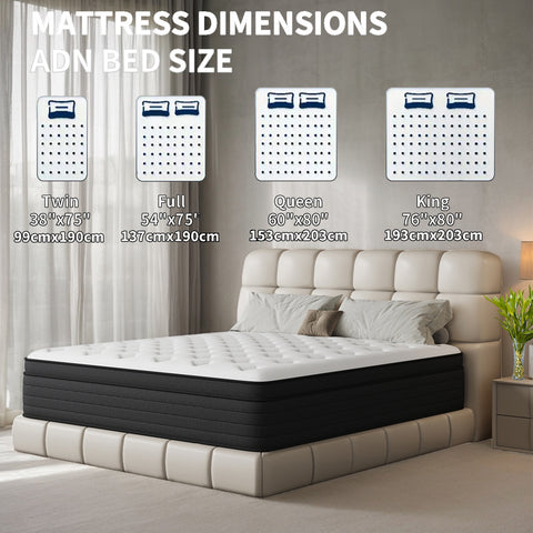 Memory Sponge 12 Inch Mattress\u002FMemory Sponge\u002FBlack And White Splicing Style\u002FErgonomic Design, Air Experience, Leisure Vacation, Soft, Comfortable And Healthy, with Built-in Springs.