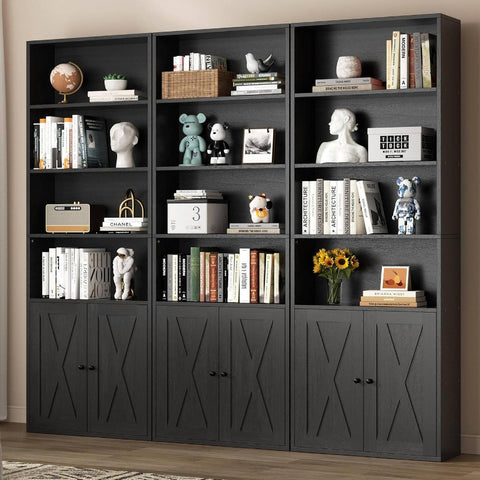 Bookshelf, Industrial Bookshelves and Bookcases with Floor Standing 6 Shelf Display Storage Shelves 70.6 inches Tall Bookcase Home Office, Living Room Black