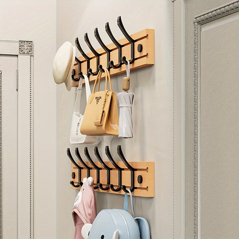2Pack Wall Mounted Coat Rack With All 12 Decorative Hooks, 24 InchCoat Rack Wall Mount Wall-mounted Coat Rack For Hanging Coats, Keys, Umbrellas And Hats