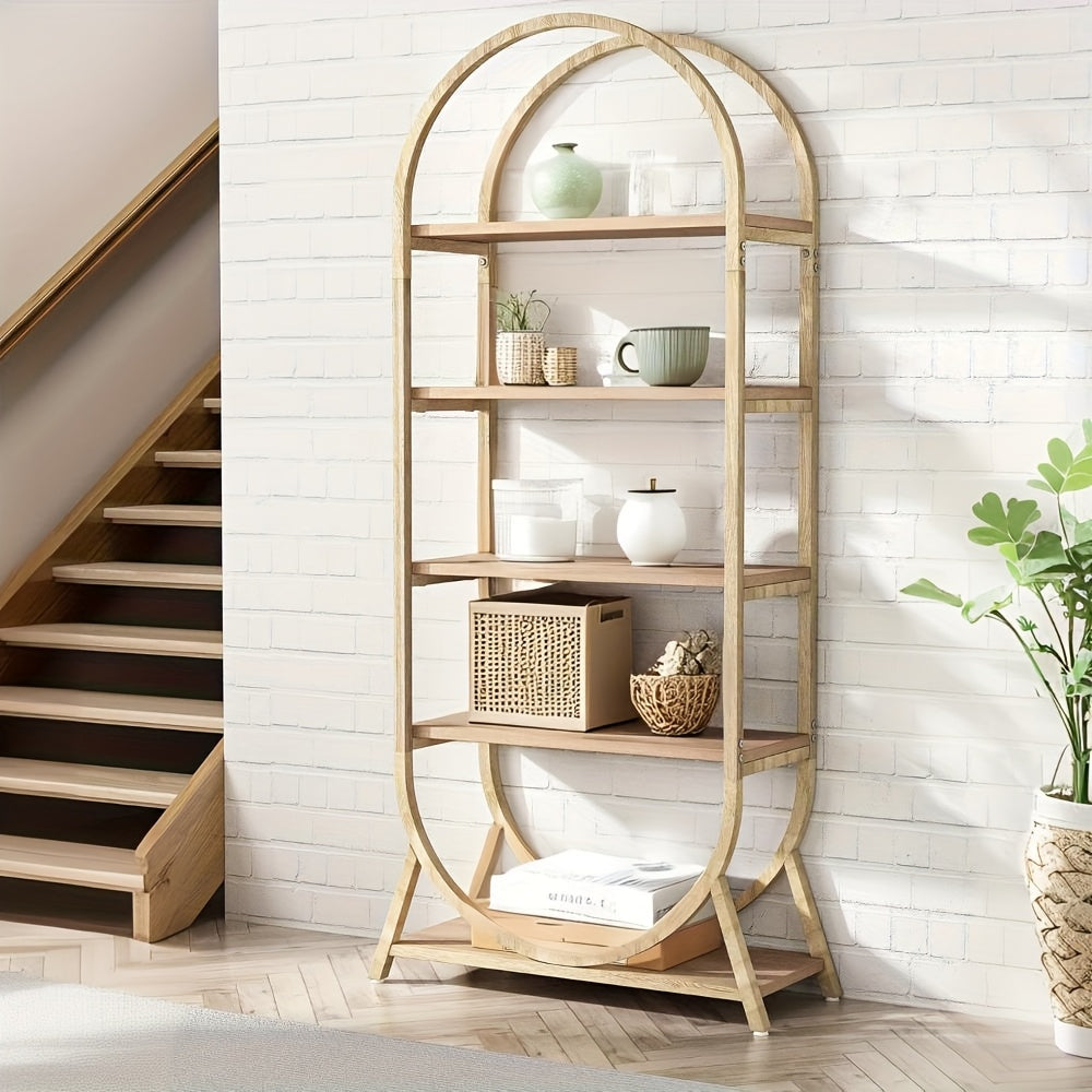Modern 5-Tier Arched Bookcase - 70.8\