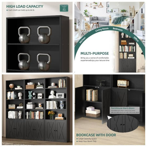 Bookshelf, Industrial Bookshelves and Bookcases with Floor Standing 6 Shelf Display Storage Shelves 70.6 inches Tall Bookcase Home Office, Living Room Black