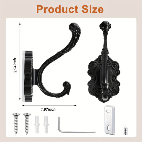 1\u002F2pcs Antique Brass Vintage Coat Hooks - Heavy Duty Wall Hooks for Hanging Purse, Hat, Keys, Clothes, Curtain, Unique Bathroom