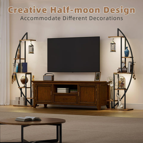 2pcs Bookshelf With Light, 6-tier Display Stands, 63\