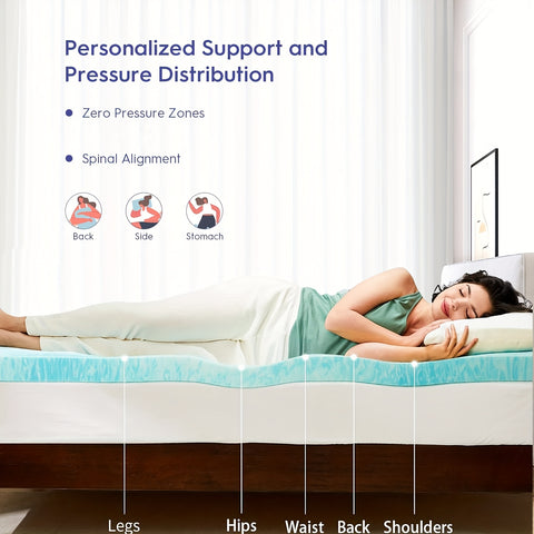 3 Inch Cooling Gel Memory Foam Mattress, Comfortable Ventilated, Stain Resistant, Breathable Gel Premium Memory Foam Mattress, Fits All Mattresses, Suitable for Student Dormitory\u002FApartment\u002FHome Bedroom, Best Gift