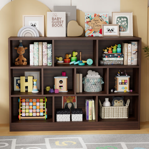 ClickClack Bookshelf, 3-Tier Open Shelf Bookcase, 10 Cube Storage Organizer with Anti-Tilt Device for Bedroom, Living Room