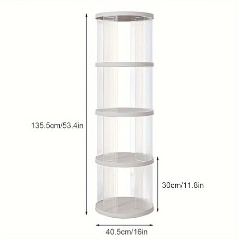 SYNCVIBE Rotating Bookshelf, Small Corner Bookshelf For Small Space, 360 Display 4 Tier Floor Standing Bookcase, Plastic Narrow Book Shelf Organizer For Bedroom, Living Room, White