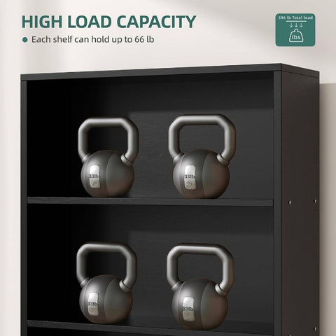 Bookshelf, Industrial Bookshelves and Bookcases with Floor Standing 6 Shelf Display Storage Shelves 70.6 inches Tall Bookcase Home Office, Living Room Black