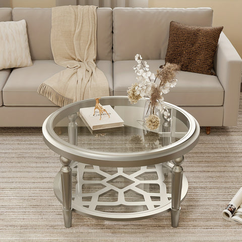 Modern Coffee Table With Tempered Glass Top, 32\