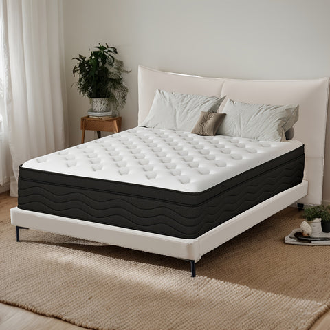 Memory Sponge 12 Inch Mattress\u002FMemory Sponge\u002FBlack And White Splicing Style\u002FErgonomic Design, Air Experience, Leisure Vacation, Soft, Comfortable And Healthy, with Built-in Springs.