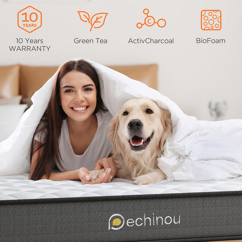 6 Inch Hybrid Mattress In A Box, with Memory Foam And Spring, Medium Firm, Motion Isolation
